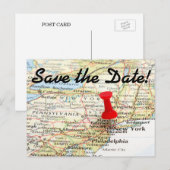 Postale Faire-part Carte de New York Épingler Enregistrer la Date (Devant / Derrière)