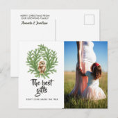 Postale Faire-part Carte de Noël bébé chouette aquarelle (Devant / Derrière)