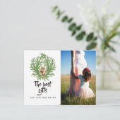 Postale Faire-part Carte de Noël bébé chouette aquarelle (Debout devant)