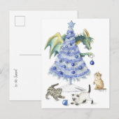 Postale Faire-part Carte de Noël bleue (Devant / Derrière)