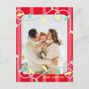 Postale Faire-part Carte de Noël de la famille rayée rouge