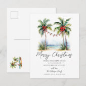 Postale Faire-part Carte de Noël Tropical New Home (Devant / Derrière)