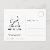 Postale Faire-part Carte de notification de report de date de mariage (Dos)