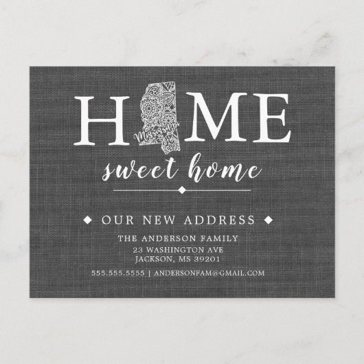 Postale Faire-part Carte de poste de transfert d'état MISSISSIPPI (Devant)