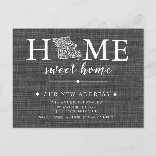 Postale Faire-part Carte de poste de transfert d'état MISSOURI (Devant)