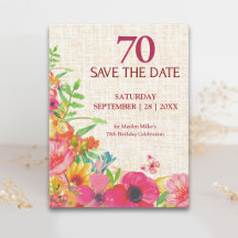 Carte de pré-annonce de 70e anniversaire avec moti
