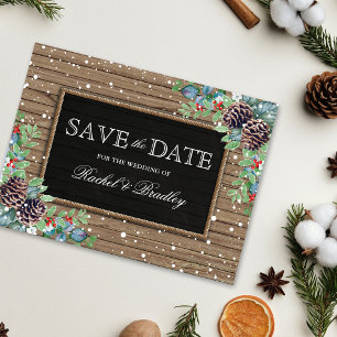 Postale Faire-part Carte de préavis de mariage rustique d'hiver