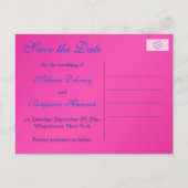 Postale Faire-part Carte de préavis de monogramme Cobalt et Fuchsia (Dos)