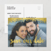 Postale Faire-part Carte de préavis de photo à feuille d'or faux (Devant / Derrière)