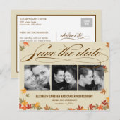 Postale Faire-part Carte de rappel de date de mariage automnal (Devant / Derrière)