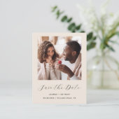 Postale Faire-part Carte de rappel de date minimale beige avec code Q (Debout devant)