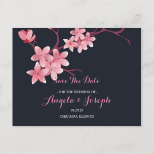 Postale Faire-part Carte de rappel de mariage aux fleurs de cerisier