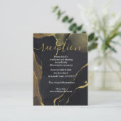 Postale Faire-part carte de réception en marbre noir et or (Debout devant)