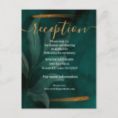 Postale Faire-part carte de réception moderne vert émeraude et feuill (Devant)