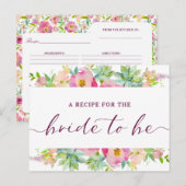 Postale Faire-part Carte de recette Blooming Chic Menthe et rose pour (Devant / Derrière)