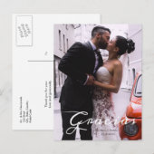 Postale Faire-part Carte de remerciement avec photo et date en script (Devant / Derrière)