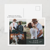 Postale Faire-part Carte de remerciement de mariage à monogramme de f (Devant / Derrière)