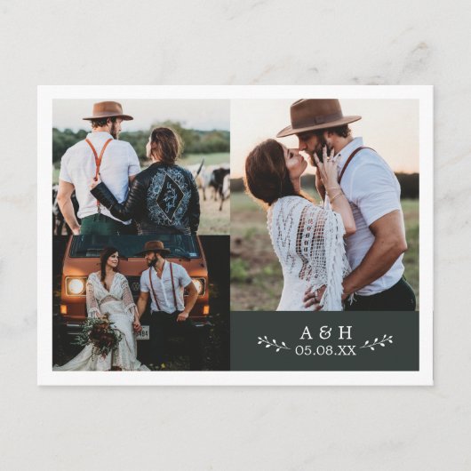 Postale Faire-part Carte de remerciement de mariage à monogramme de f (Devant)