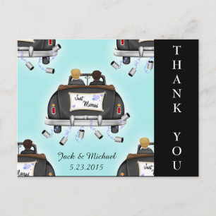 Postale Faire-part Carte de remerciement de mariage gay Double Grooms