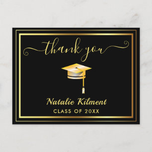 Postale Faire-part Carte de remerciement de remise de diplôme noir et