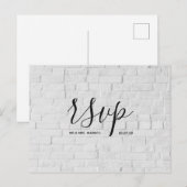 Postale Faire-part Carte de réponse de mariage moderne brique blanche (Devant / Derrière)