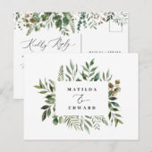 Postale Faire-part Carte de réponse R.S.V.P mariage feuillu (Devant / Derrière)