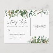 Postale Faire-part Carte de réponse R.S.V.P mariage feuillu (Dos)