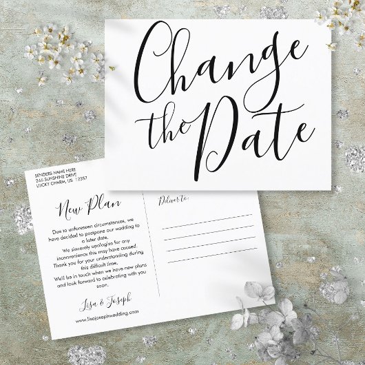 Postale Faire-part Carte de report de date moderne