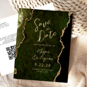 Postale Faire-part Carte de sauvegarde à date avec code QR en or et a
