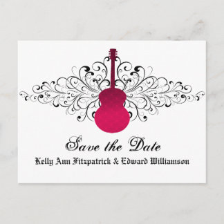 Postale Faire-part Carte de sauvegarde à motif de guitare aux tourbil