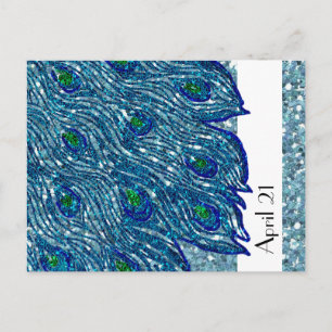 Postale Faire-part Carte de sauvegarde à paillettes bleues scintillan