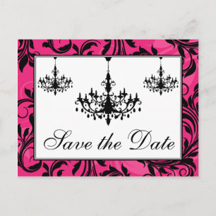 Postale Faire-part Carte de sauvegarde de date à chandeliers rose noi
