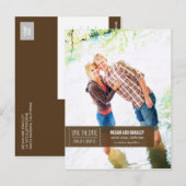 Postale Faire-part Carte de sauvegarde de date chic - Marron (Devant / Derrière)