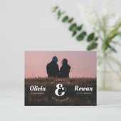 Postale Faire-part Carte de sauvegarde de date complète avec timbre e (Debout devant)