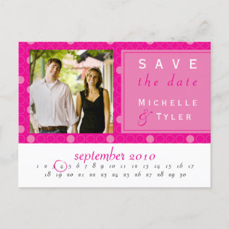 Postale Faire-part Carte de sauvegarde de date de cercle rose