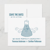 Postale Faire-part Carte de sauvegarde de date de chimie douce bleue (Devant / Derrière)