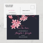 Postale Faire-part Carte de sauvegarde de date de Fleur de Cerisier (Devant / Derrière)