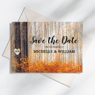 Postale Faire-part Carte de sauvegarde de date de forêt automnale rus
