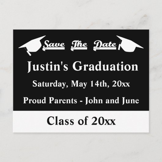 Postale Faire-part Carte de sauvegarde de date de graduation blanche  (Devant)