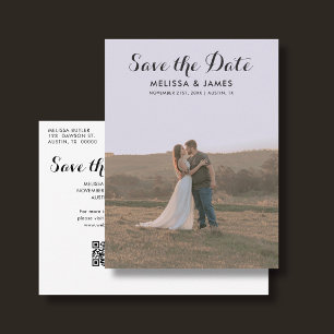 Postale Faire-part Carte de sauvegarde de date de mariage avec code Q