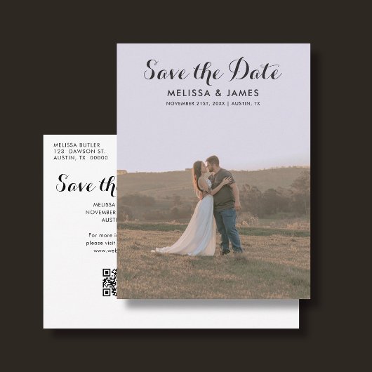 Postale Faire-part Carte de sauvegarde de date de mariage avec code Q