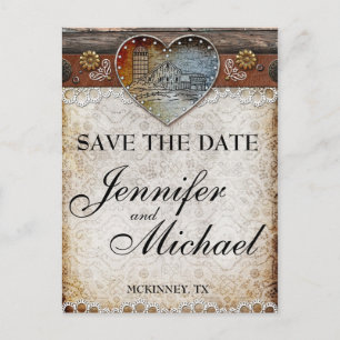 Postale Faire-part Carte de sauvegarde de date de mariage champêtre d