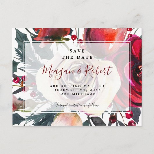 Postale Faire-part carte de sauvegarde de date de Noël d'hiver (Devant)