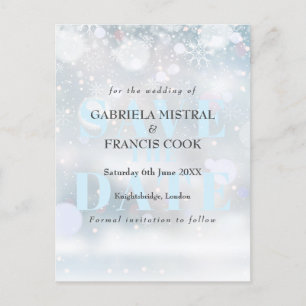 Postale Faire-part Carte de sauvegarde de date de premières neiges
