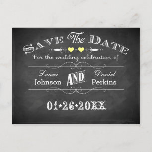 Postale Faire-part Carte de sauvegarde de date de style tableau noir 