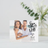 Postale Faire-part Carte de sauvegarde de date Écriture élégante Phot (Debout devant)