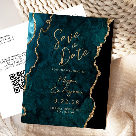 Postale Faire-part Carte de sauvegarde de date élégante avec QR Code