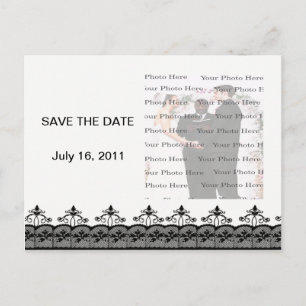 Postale Faire-part Carte de sauvegarde de date en dentelle noire