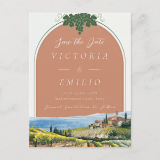 Postale Faire-part Carte de sauvegarde de date en terre cuite de vign