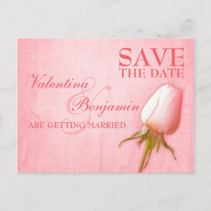 Postale Faire-part Carte de sauvegarde de date Fleur de rose rose sim